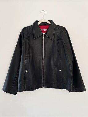 Noah Collins Design Leather Jacket Bomber Lamb Skin Los Angeles Designer Crop L